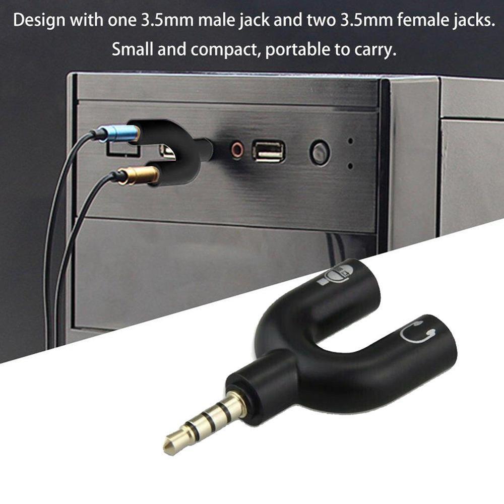 1PC Dual 3.5MM U Type Adapter  - Earphone Splitter Jack recensione e prezzo