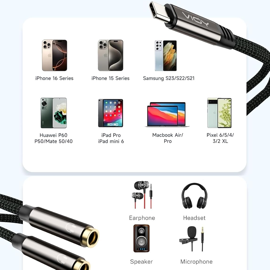 USB C To Dual 3.5mm Female Hea - Earphone Splitter Jack recensione e prezzo